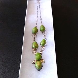 Green Copper Turquoise/Sterling Necklace.